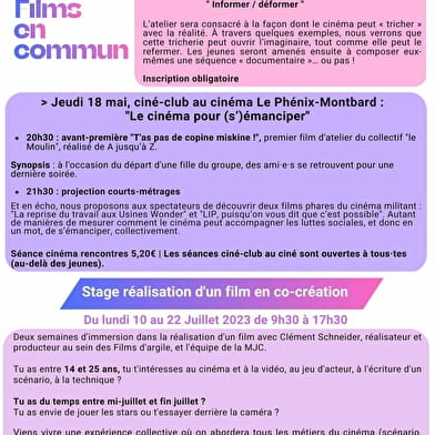 Atelier technique de cinéma - Film en Commun